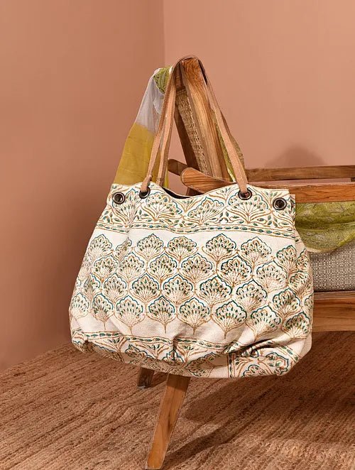 Dominica block-printed cotton handbag — Art Avenue