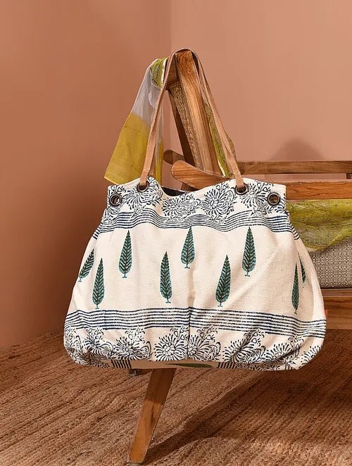 Elbrus block-printed cotton handbag — Art Avenue