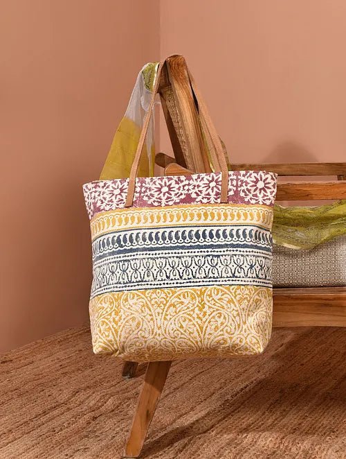 Marino block-printed cotton tote bag — Art Avenue