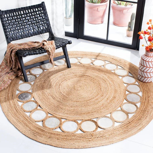 COFFMAN - ROUND JUTE BEIGE GRAY RUG - ART AVENUE