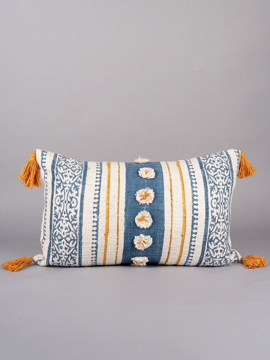 CLEMATIS - BLOCK PRINTED LUMBAR CUSHION COVER - ART AVENUE