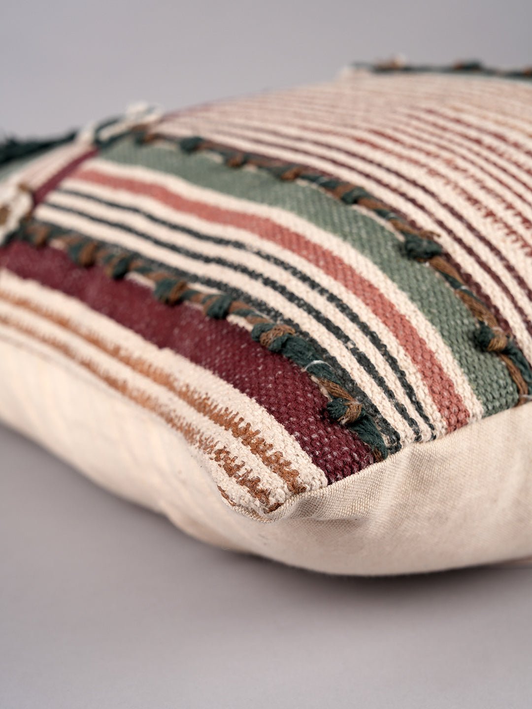 LINEAR TUFTED ELEGANCE - BLOCK PRINTED SQAURE CUSHION COVER - ART AVENUE