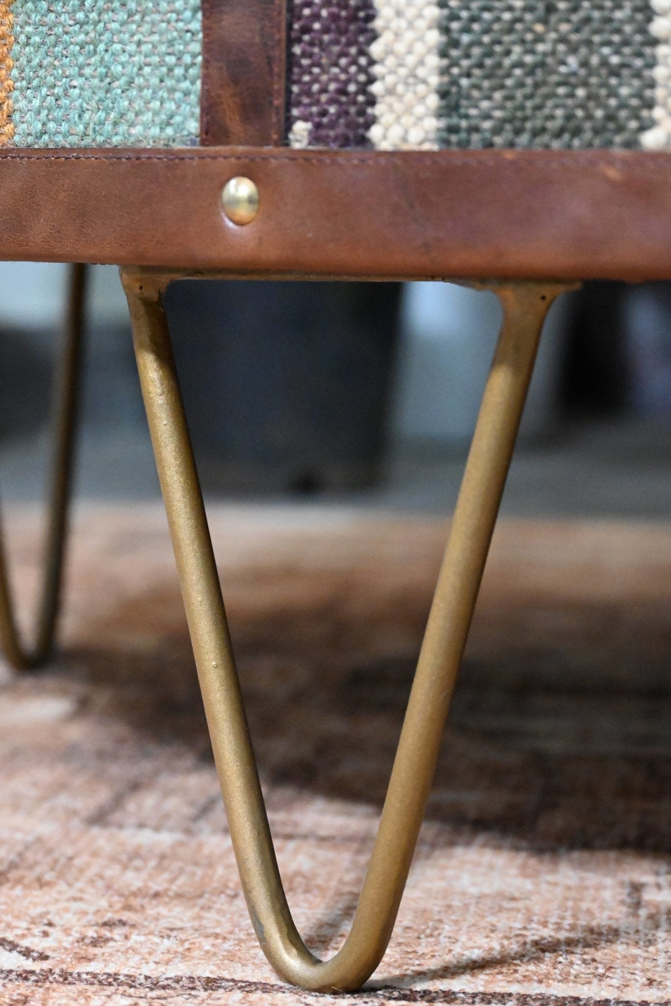 GOROUND COFFEE TABLE - KILIM AND LEATHER - ART AVENUE