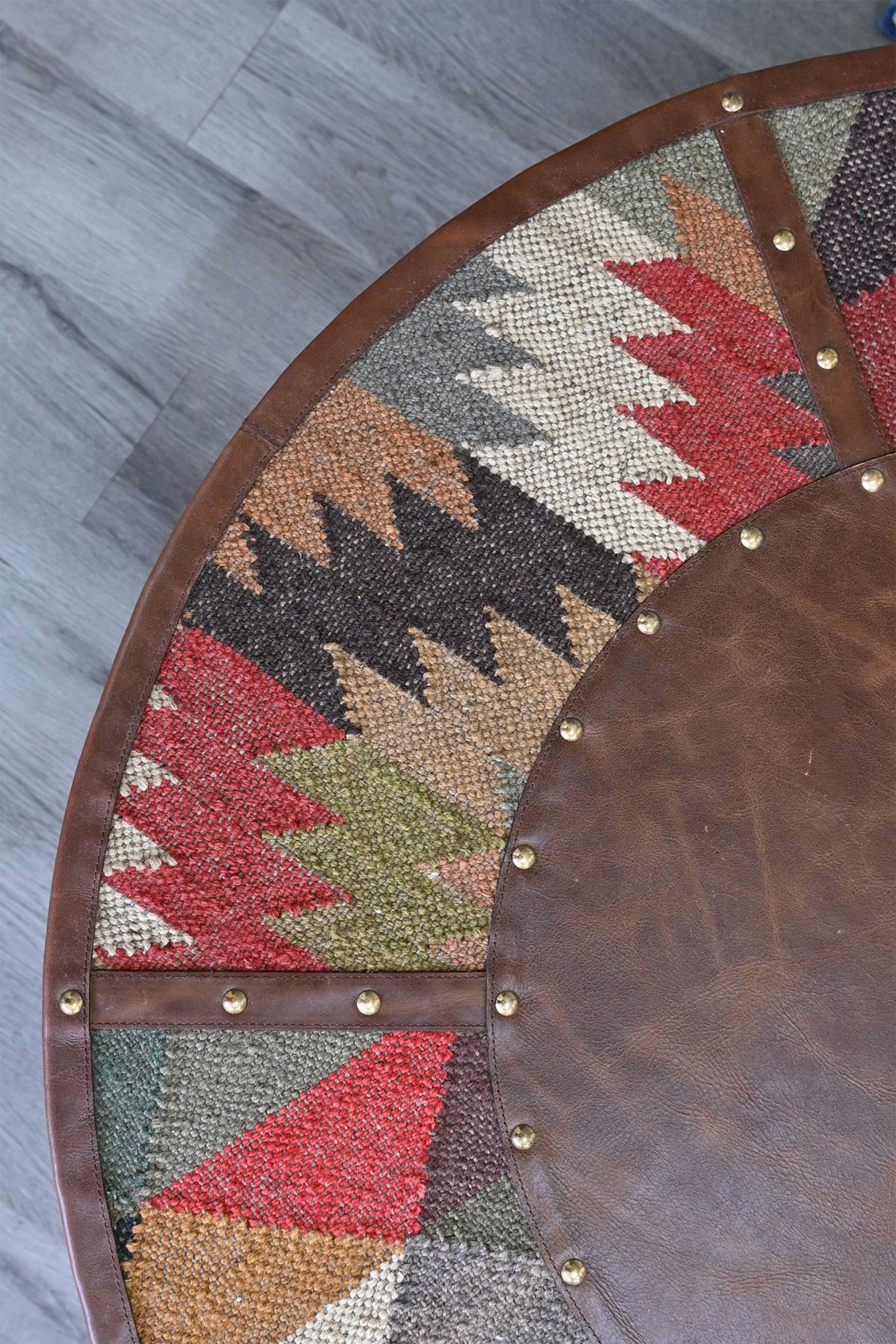 GOROUND COFFEE TABLE - KILIM AND LEATHER - ART AVENUE