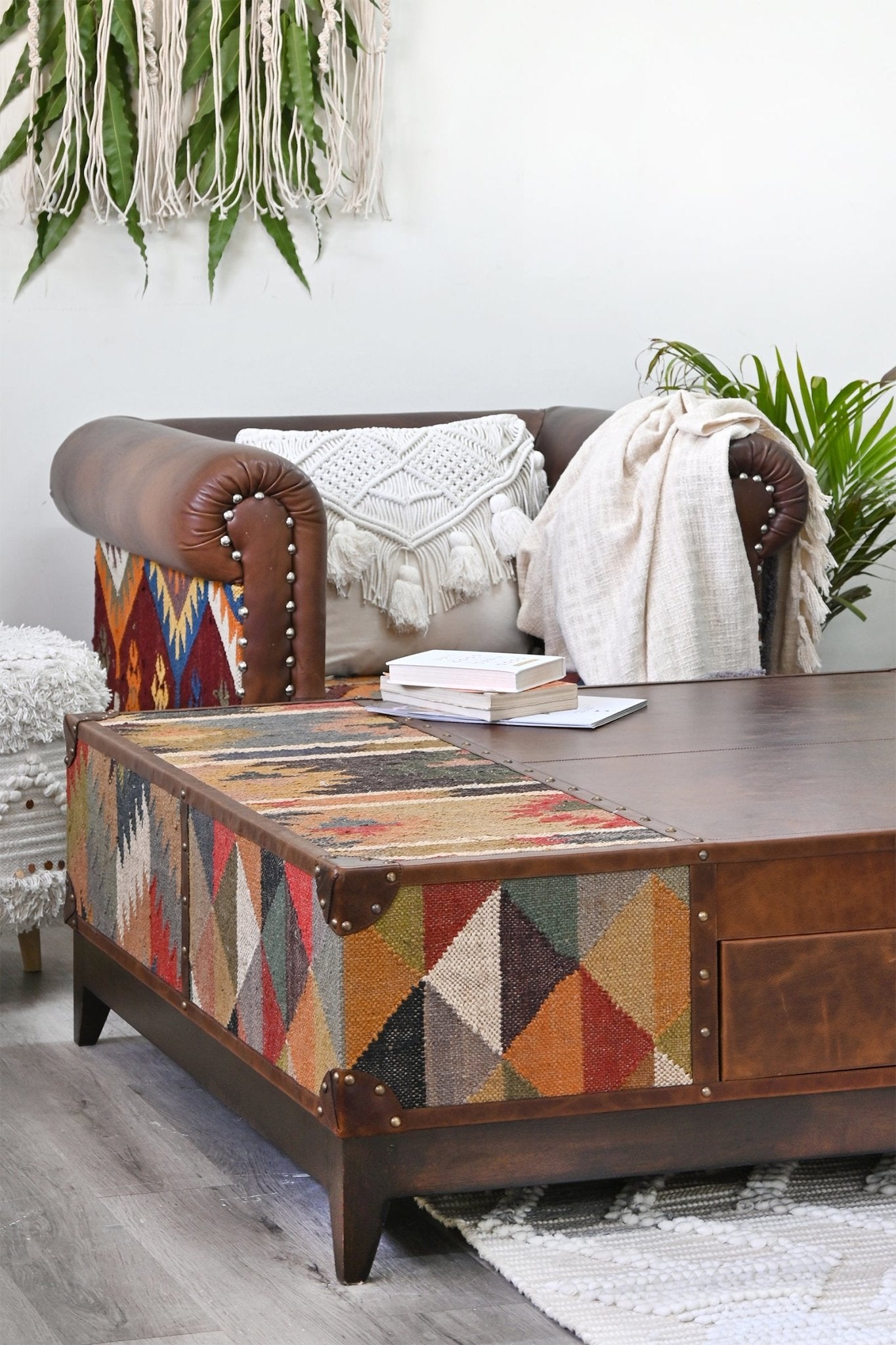 Chandigarh kilim coffee table — top view — Art Avenue