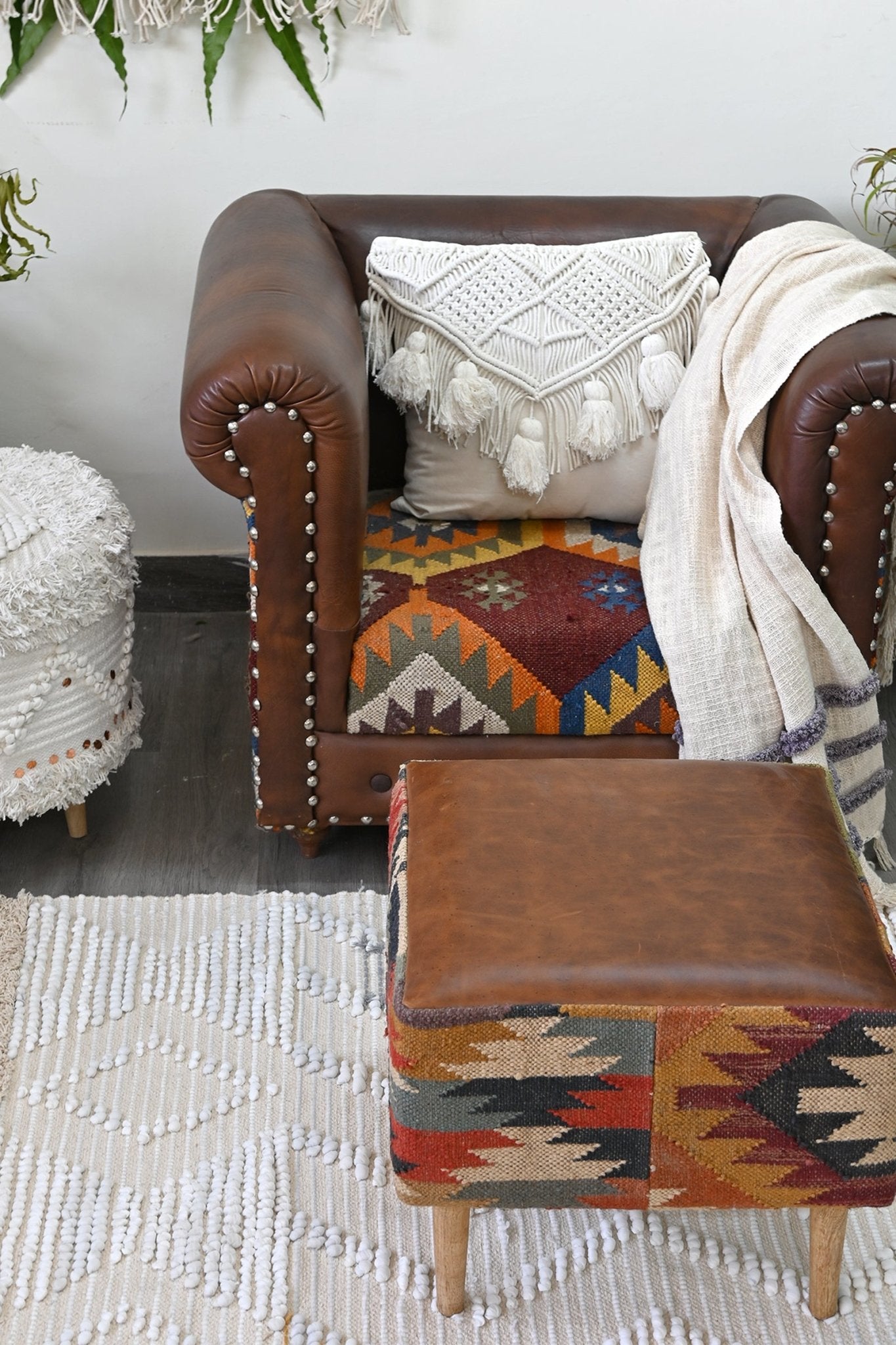 Block-print pattern detail on armchair — Art Avenue