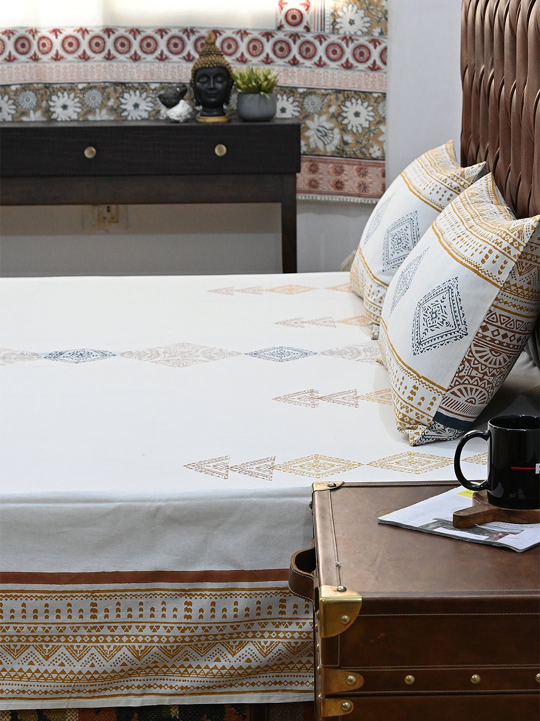 EUPHORIA COTTON PRINTED DOUBLE BEDSHEET WITH PILLOW - ART AVENUE
