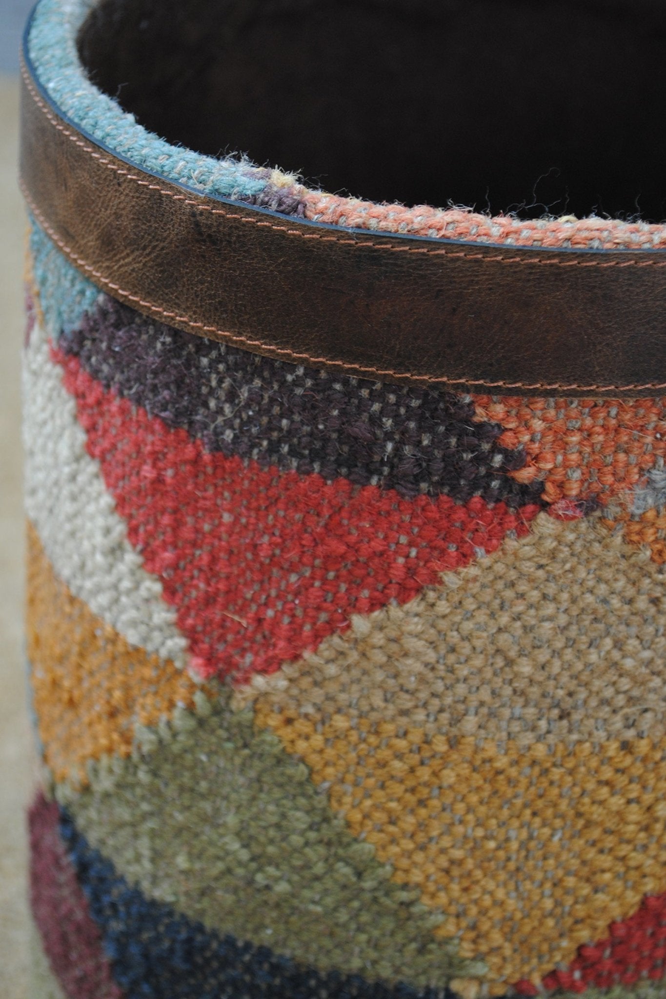 DAREN - KILIM & LEATHER BIN - ART AVENUE