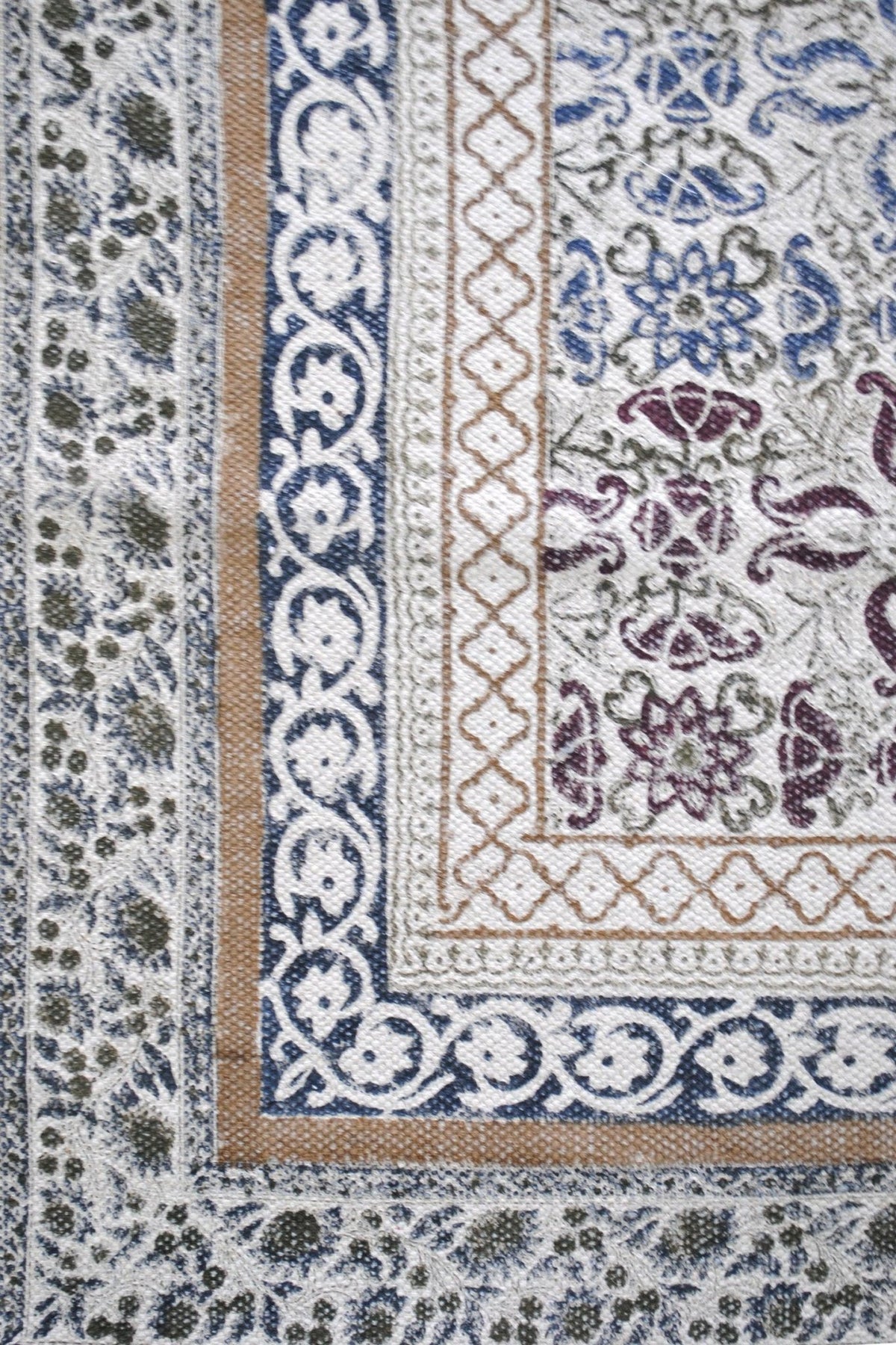 Acacia Block-Printed Cotton Dhurrie Rug — Art Avenue