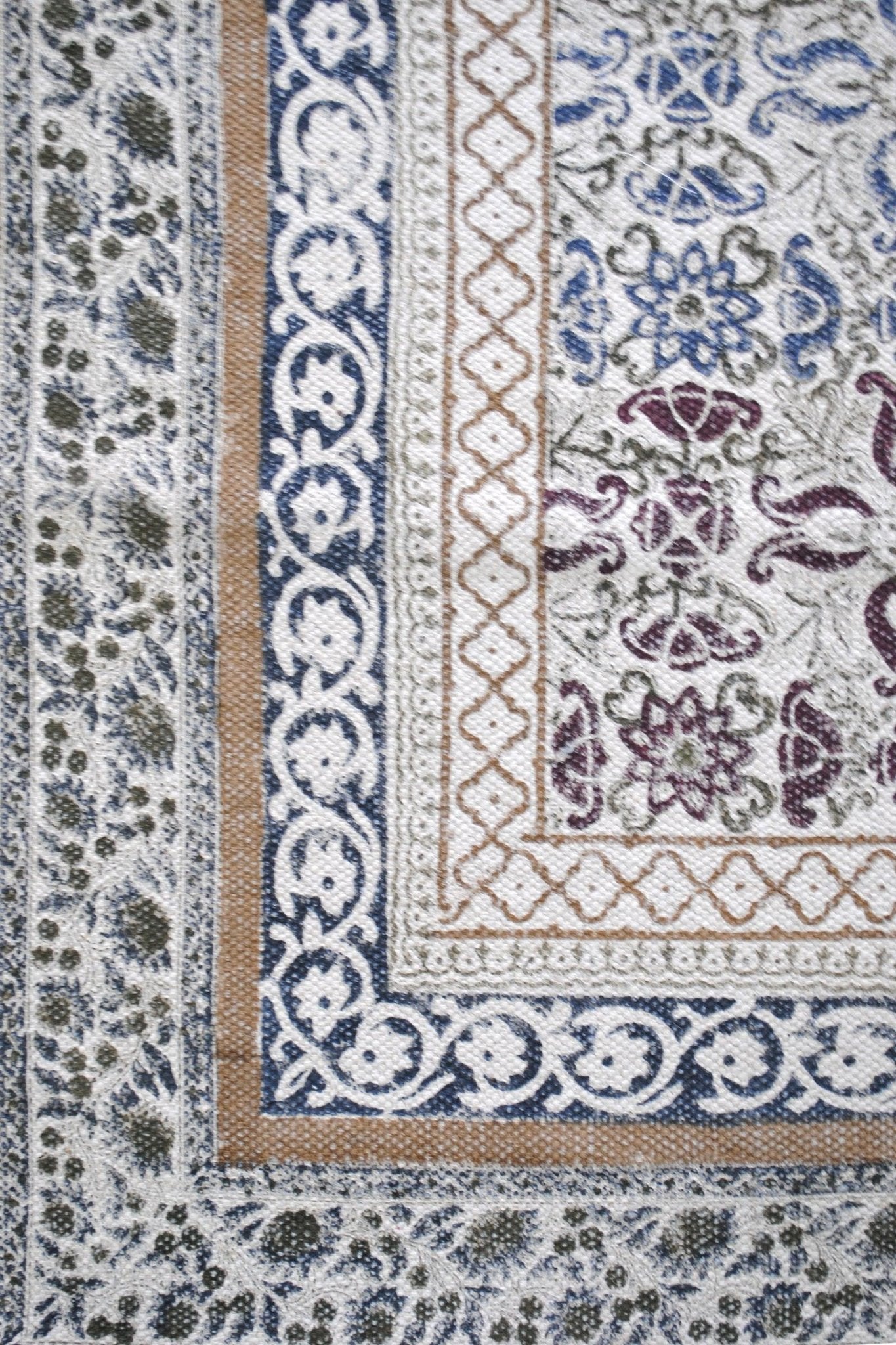 Acacia Block-Printed Cotton Dhurrie Rug — Art Avenue