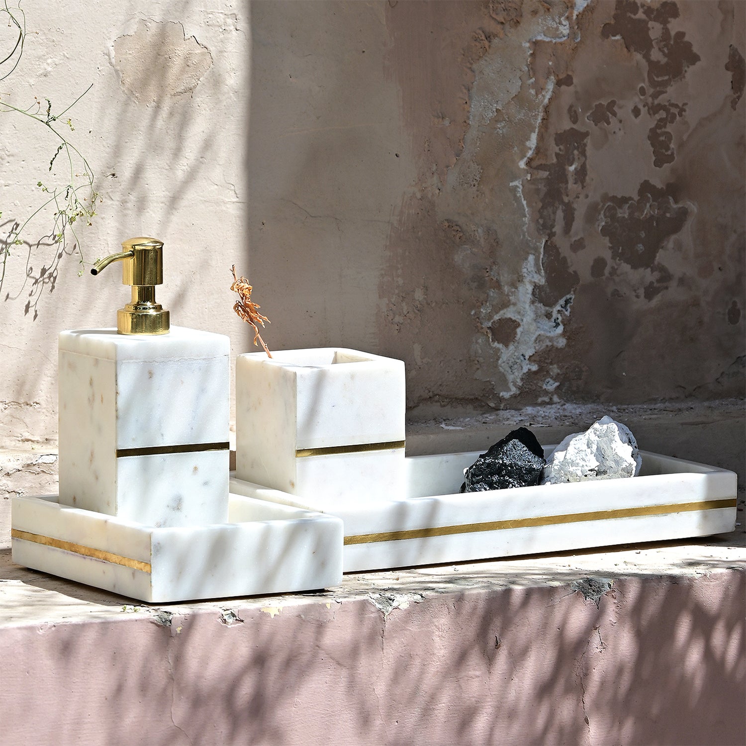 FLORENCE WHITE MARBLE BATHROOM SET - ART AVENUE