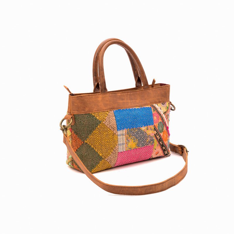 Youth patchwork kilim handbag, alternate view — Art Avenue