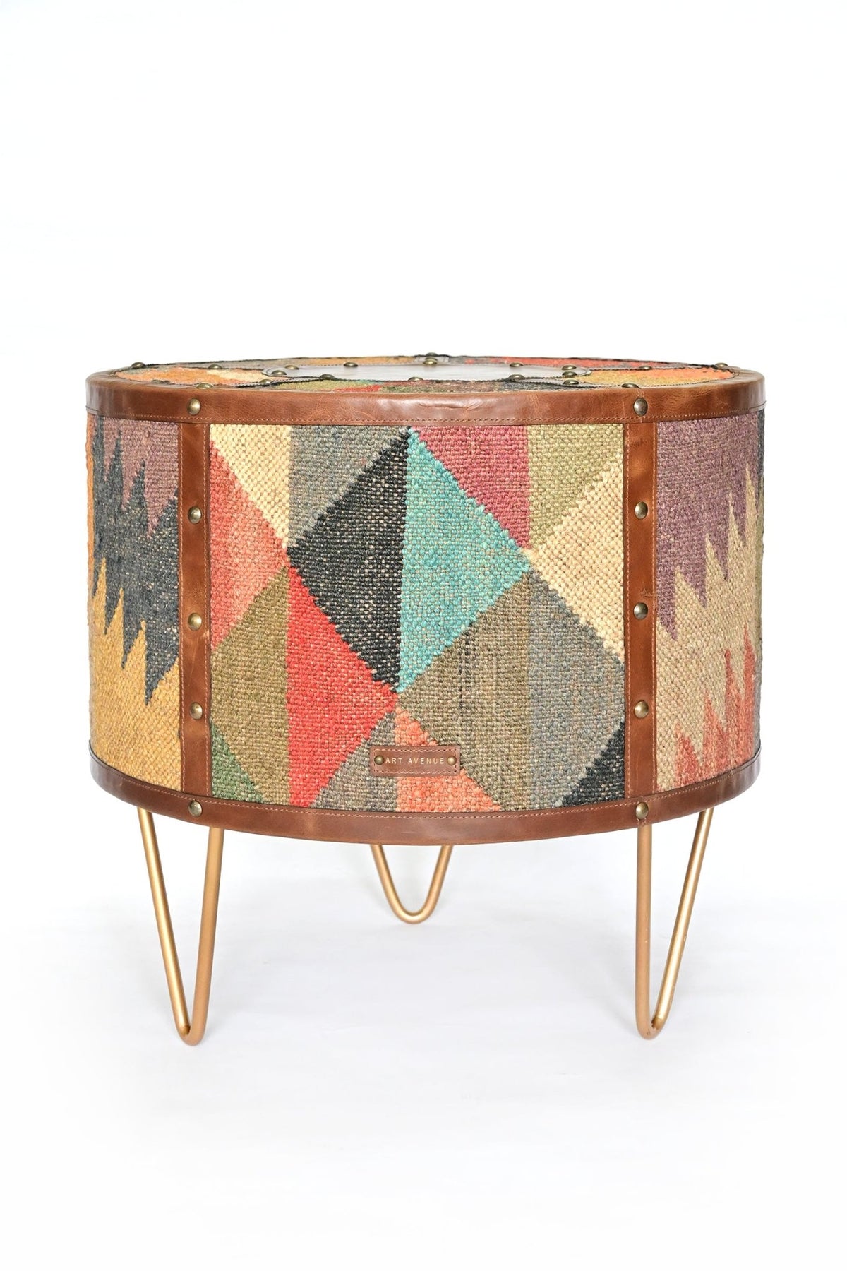 Leather side table — tabletop surface detail — Art Avenue