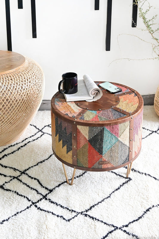 Round Leather Side Table — Art Avenue