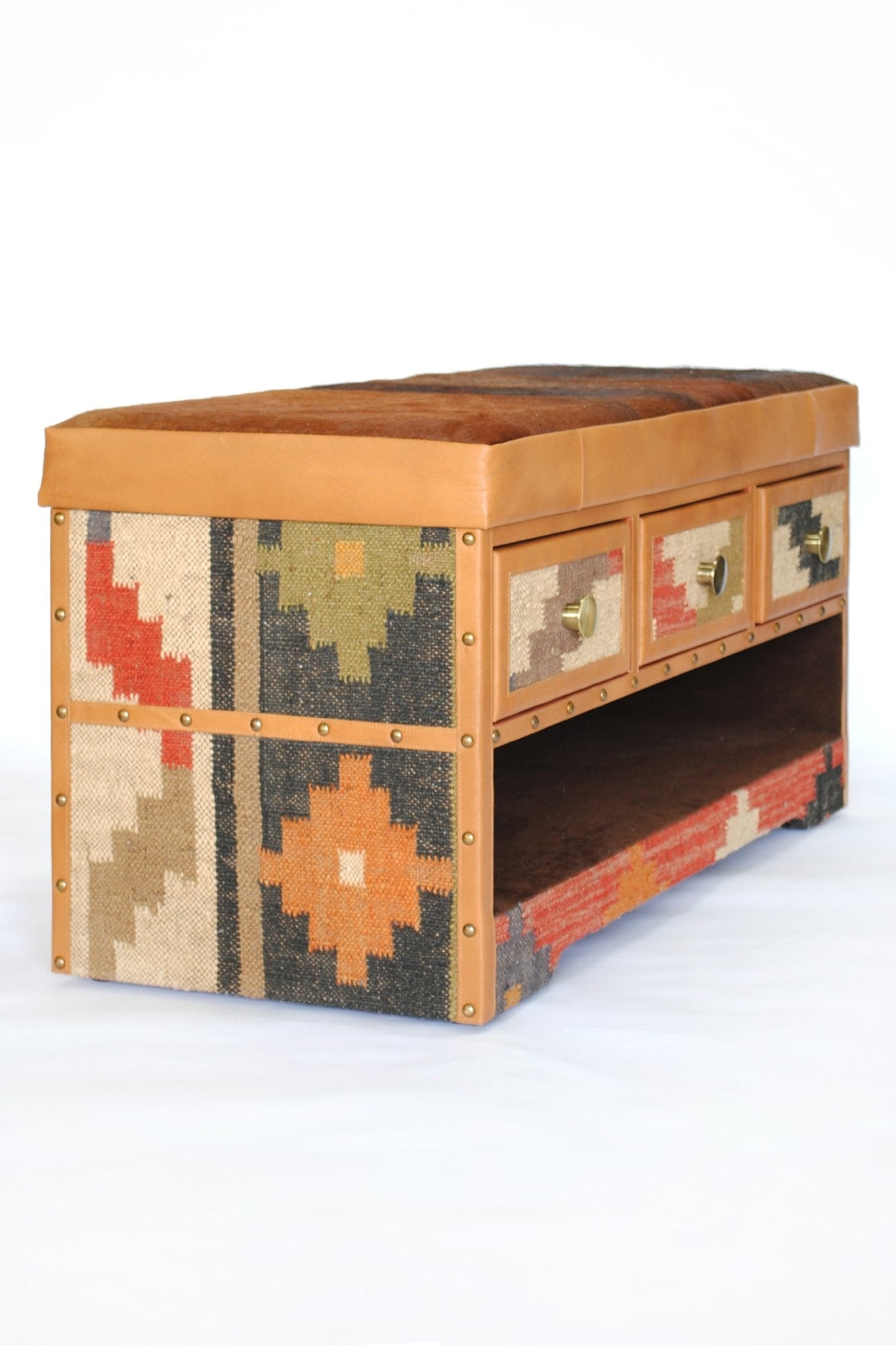 Argo handcrafted kilim bench with storage — Art Avenue