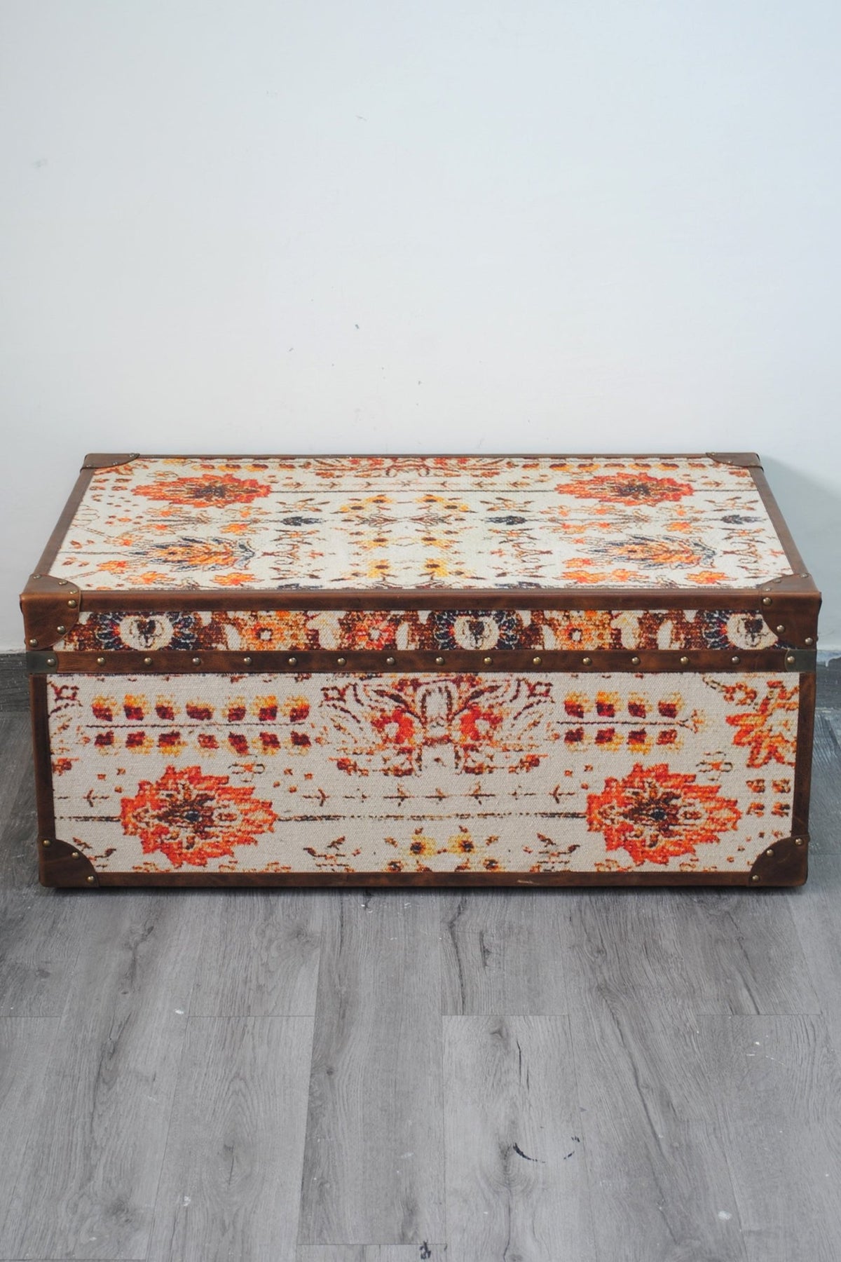 Side view of kilim storage trunk — Art Avenue