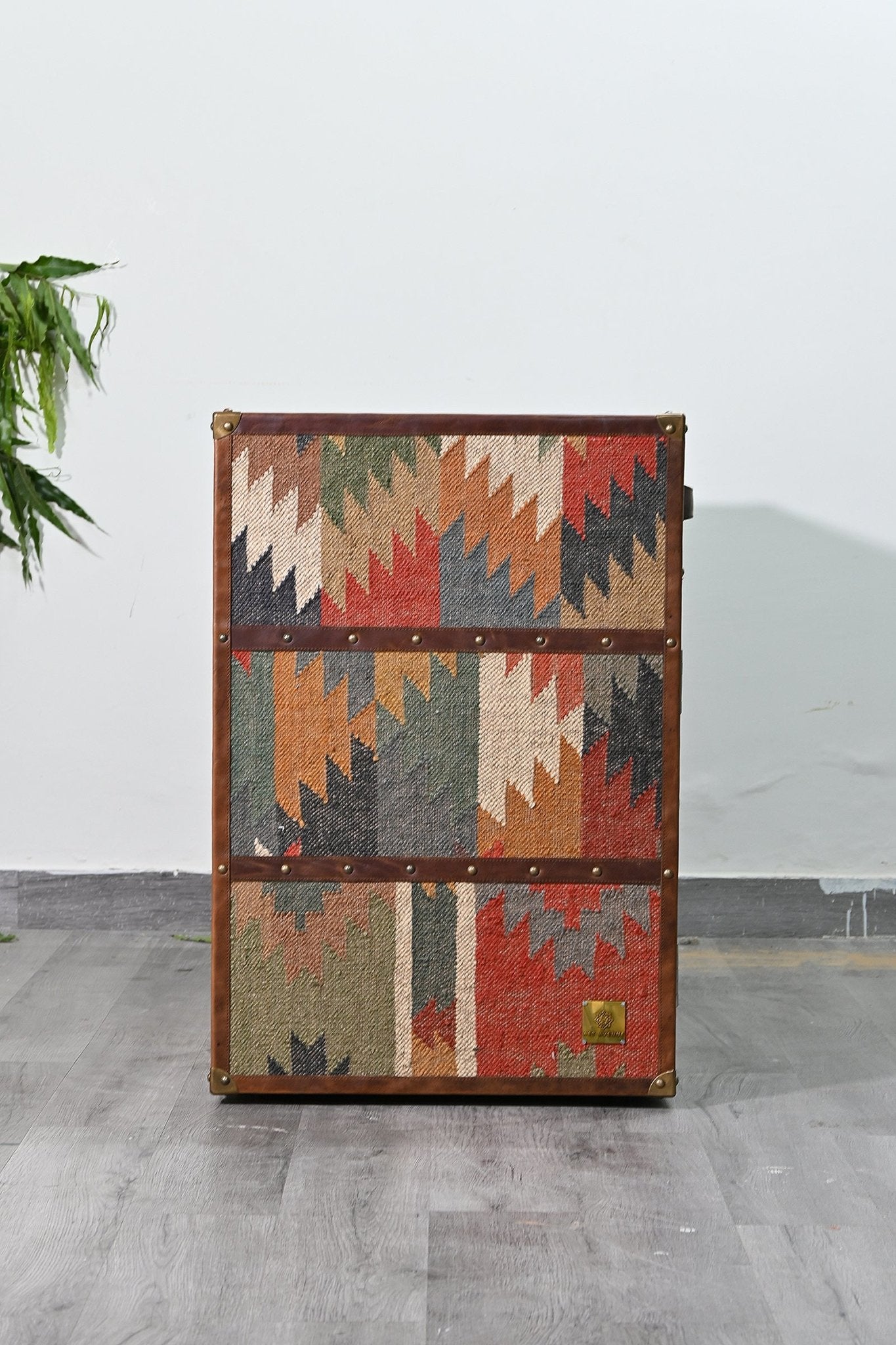 Detail of kilim panel on chest of drawers — Art Avenue