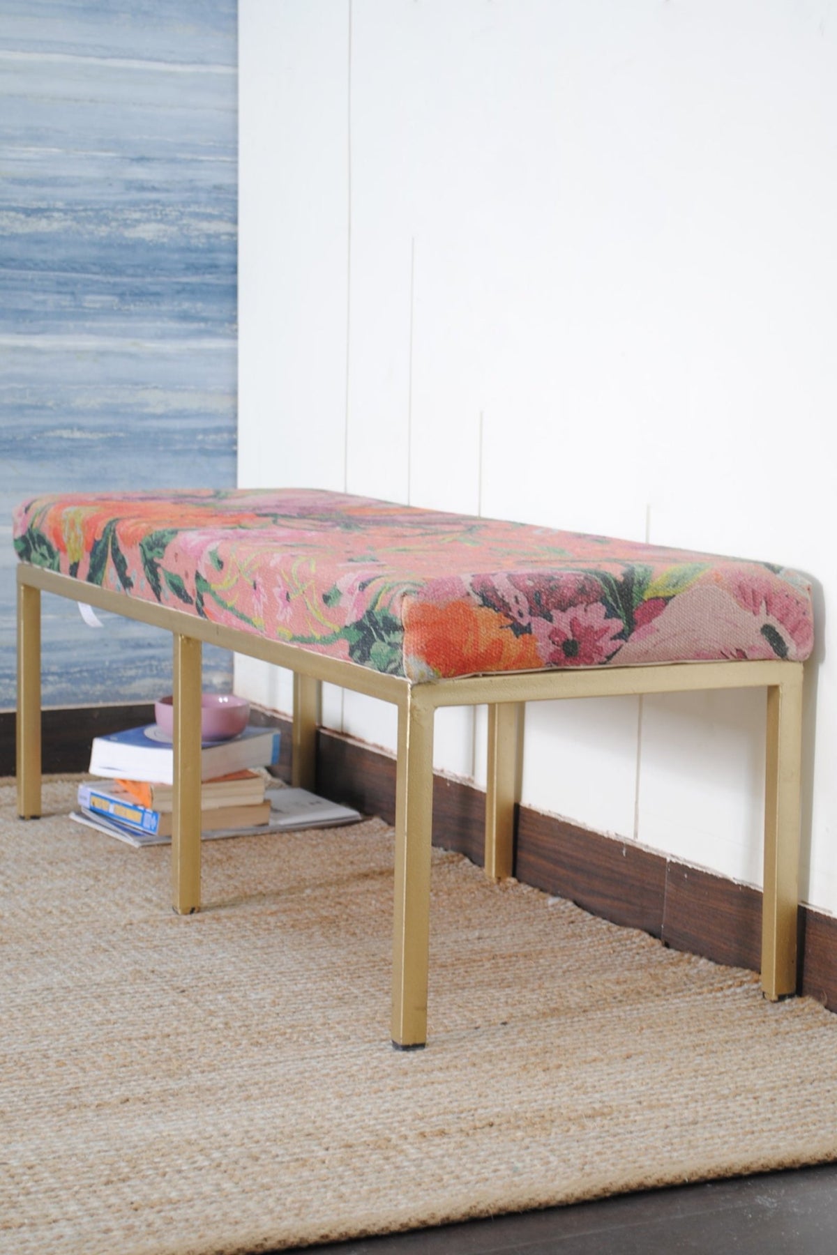 Baboon upholstered bench — front view — Art Avenue