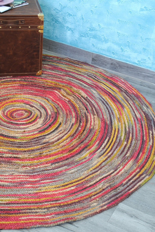 Nemesia round braided jute rug — handmade in Jaipur