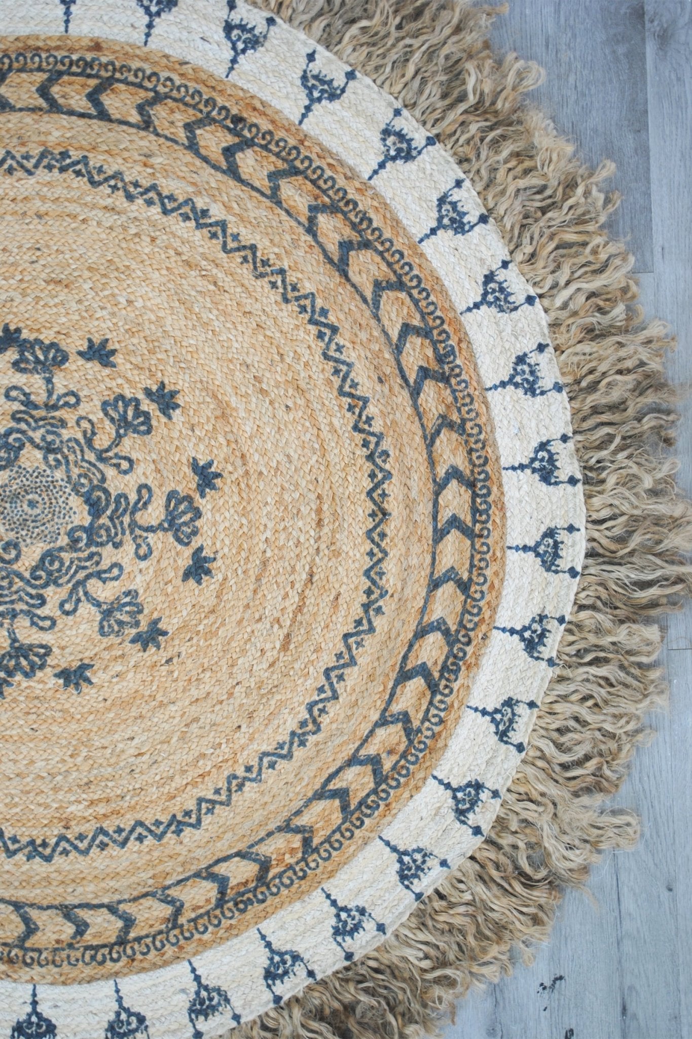 Niello braided jute rug detail — hand-braided natural fibre