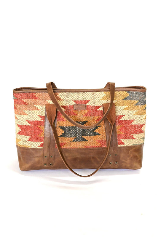 Alpine kilim and leather handbag — Art Avenue