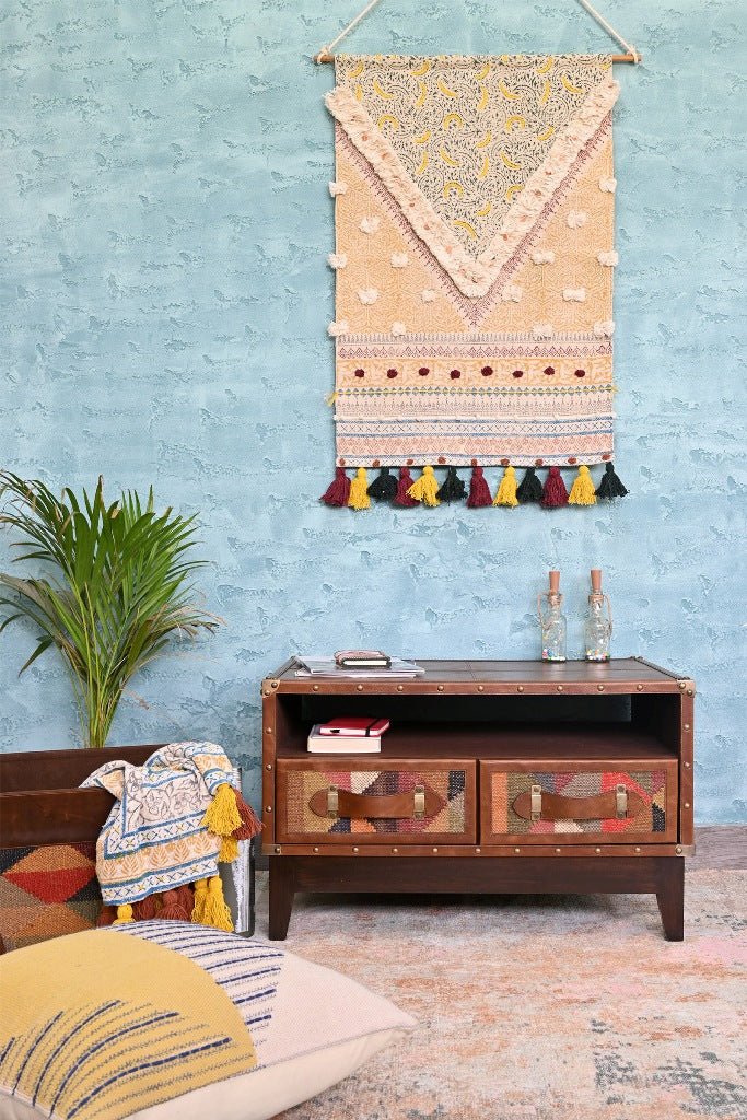 Verbena kilim TV unit — shelf detail — Art Avenue