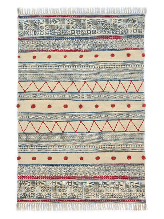 Title block-printed rug — handmade in Jaipur