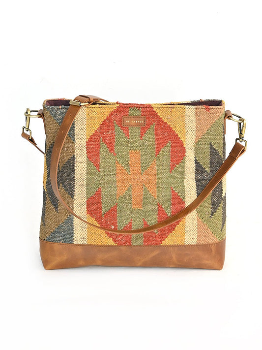 Davina kilim and leather crossbody sling bag — Art Avenue