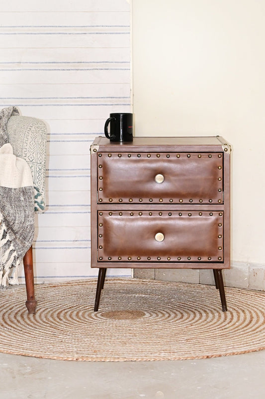 Birmingham two-drawer leather side table — Art Avenue