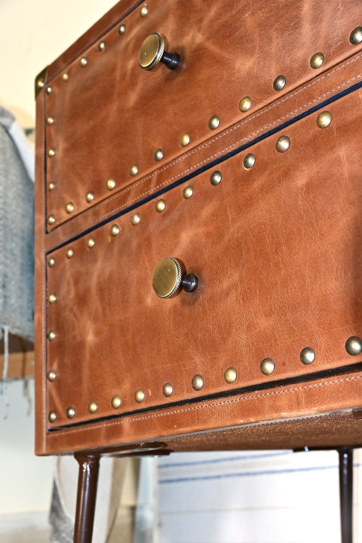 BIRMINGHAM - TWO DRAWER LEATHER SIDE TABLE - ART AVENUE