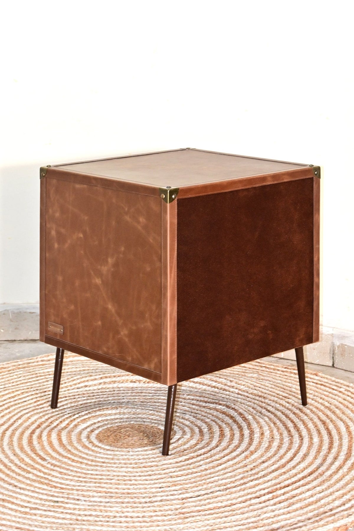 Birmingham leather side table — top surface — Art Avenue