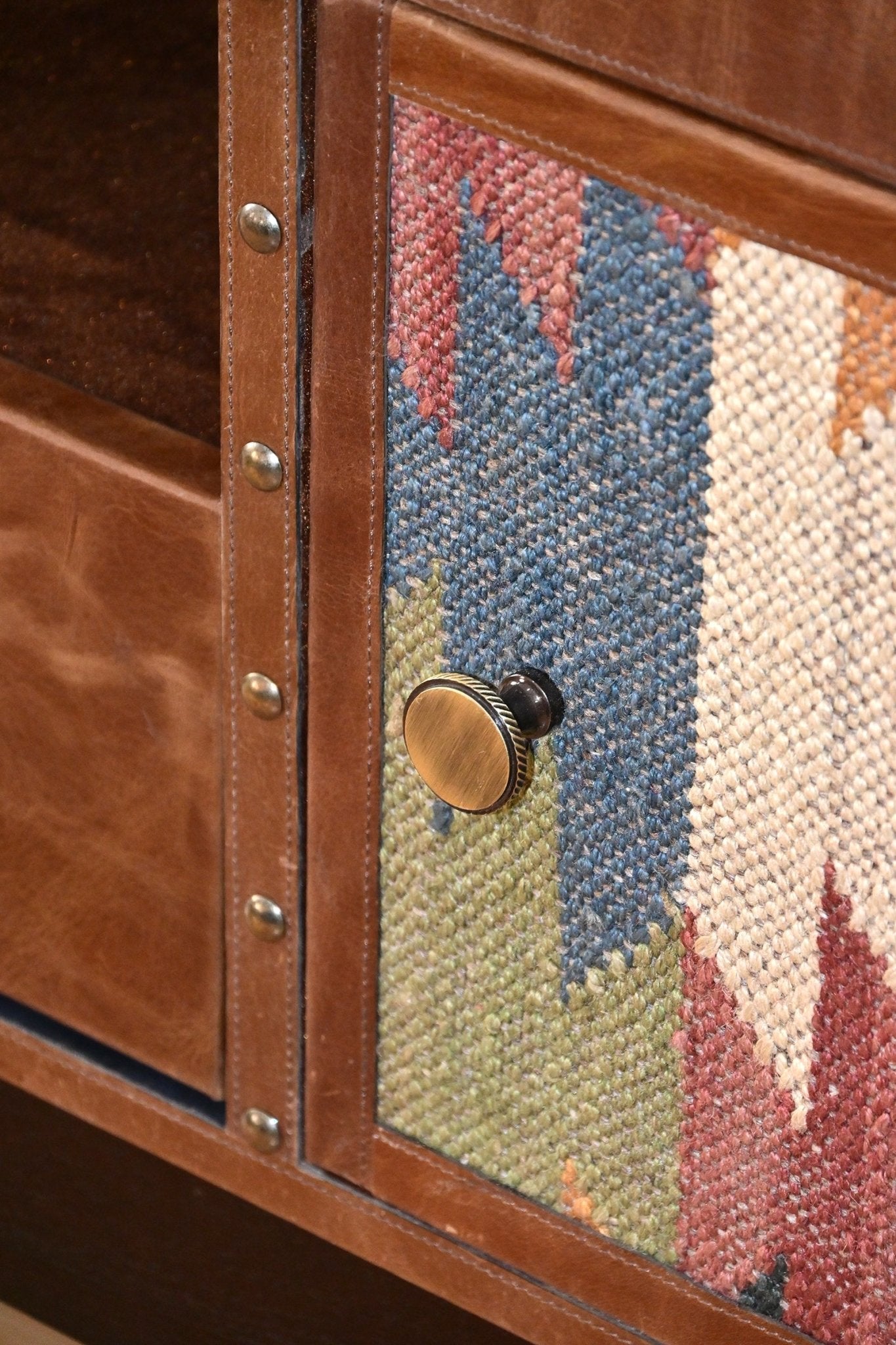 MAEVE TV UNIT - KILIM AND LEATHER - ART AVENUE