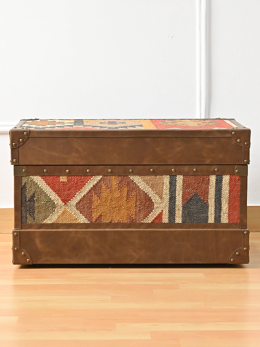 Merriam handcrafted kilim leather trunk — Art Avenue