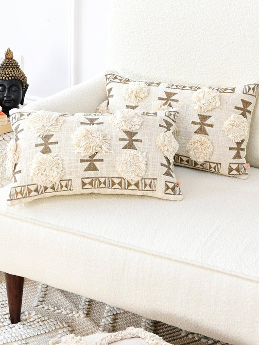 Oklahoma Block-Printed Shaggy Lumbar Cushion Cover — Art Avenue