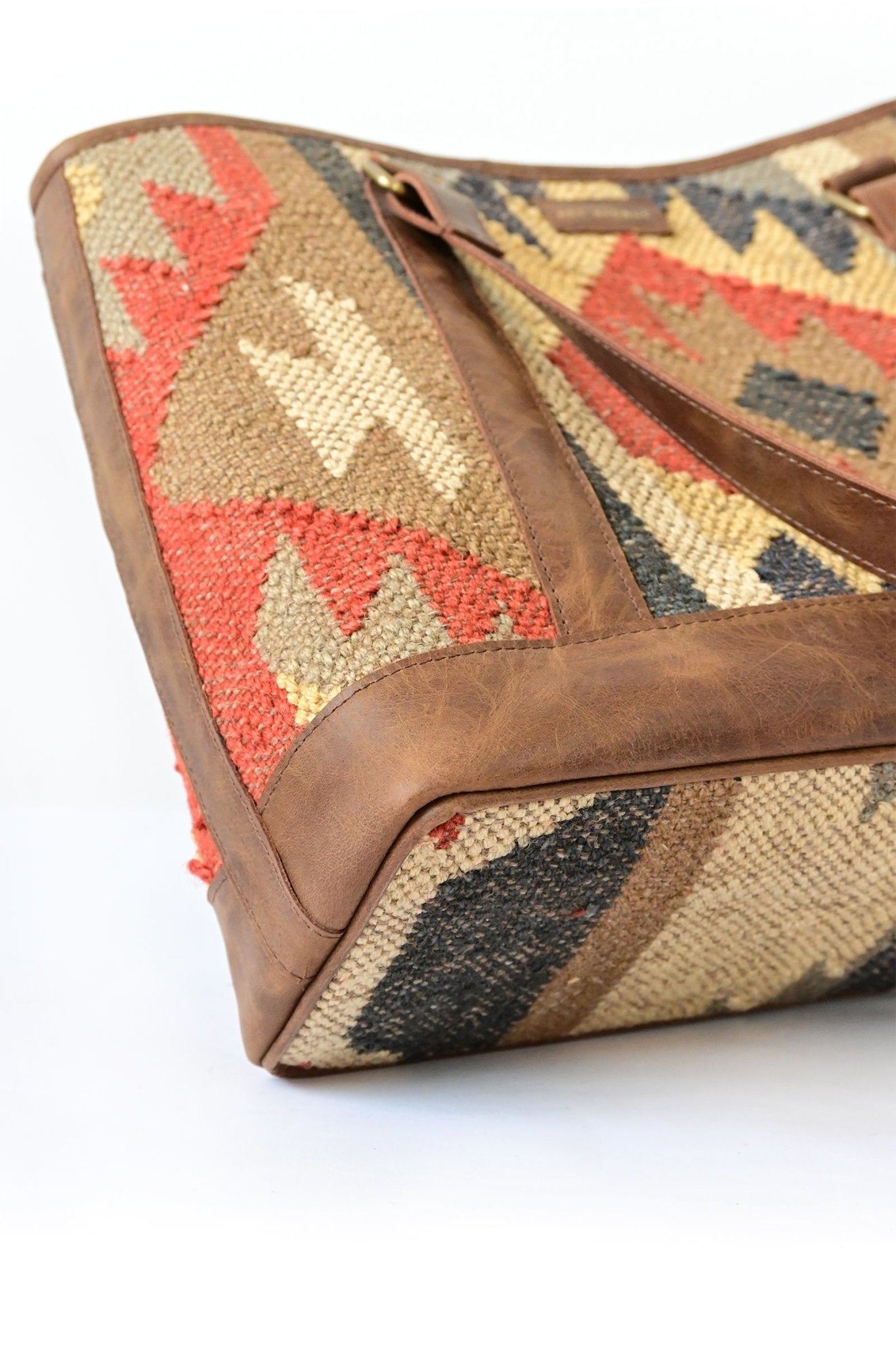 Nymph kilim and leather handbag interior — Art Avenue