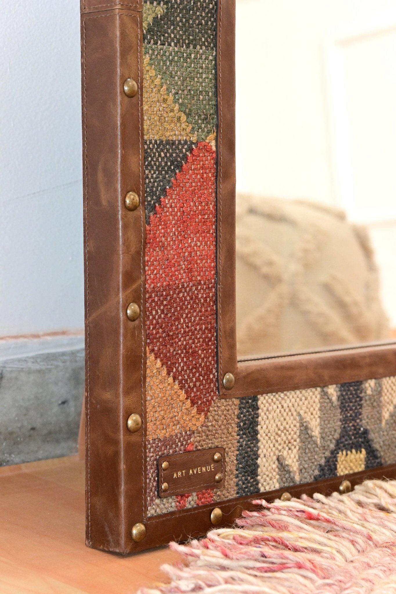 DARPAN - KILIM & LEATHER WALL MOUNT MIRROR - ART AVENUE