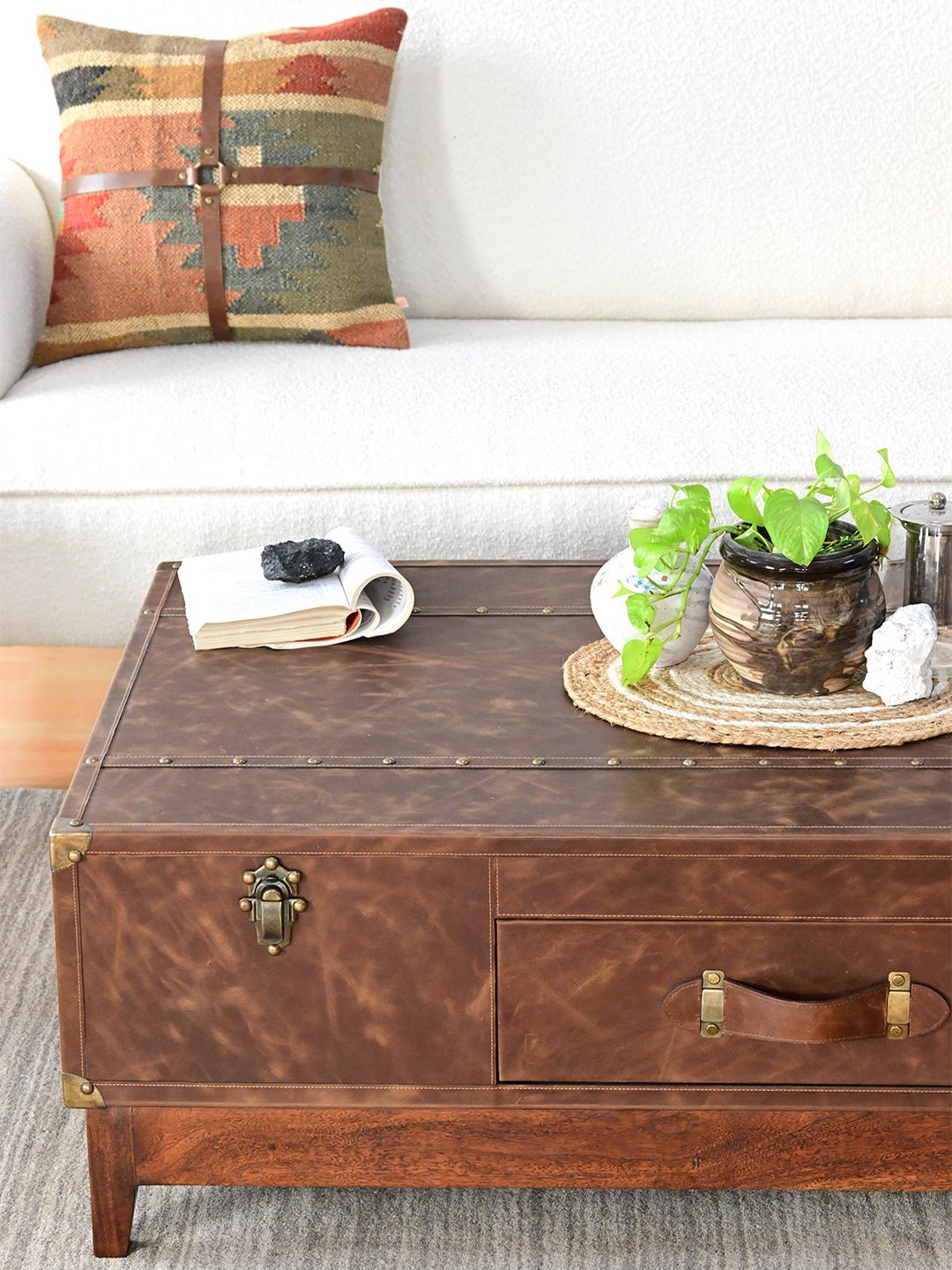 TULUM LEATHER COFFE TABLE - ART AVENUE