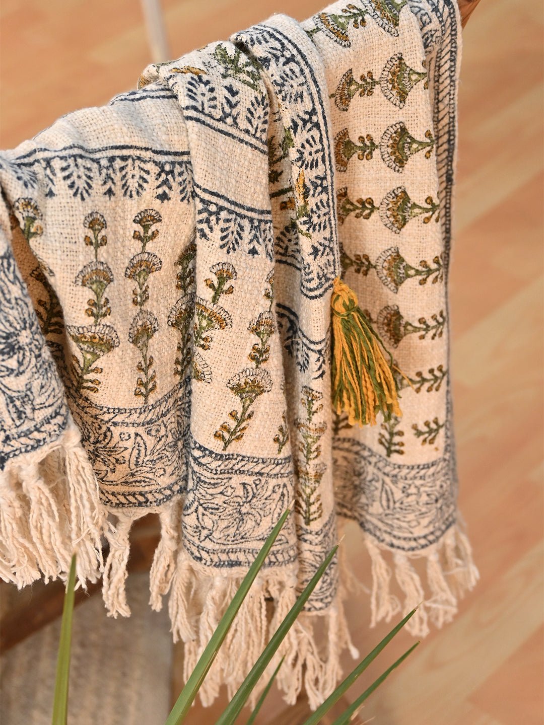 CHARTREUSE - BLOCK PRINTED THROW - ART AVENUE