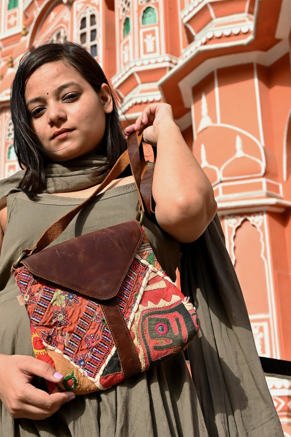 Flow leather sling bag second view — Art Avenue