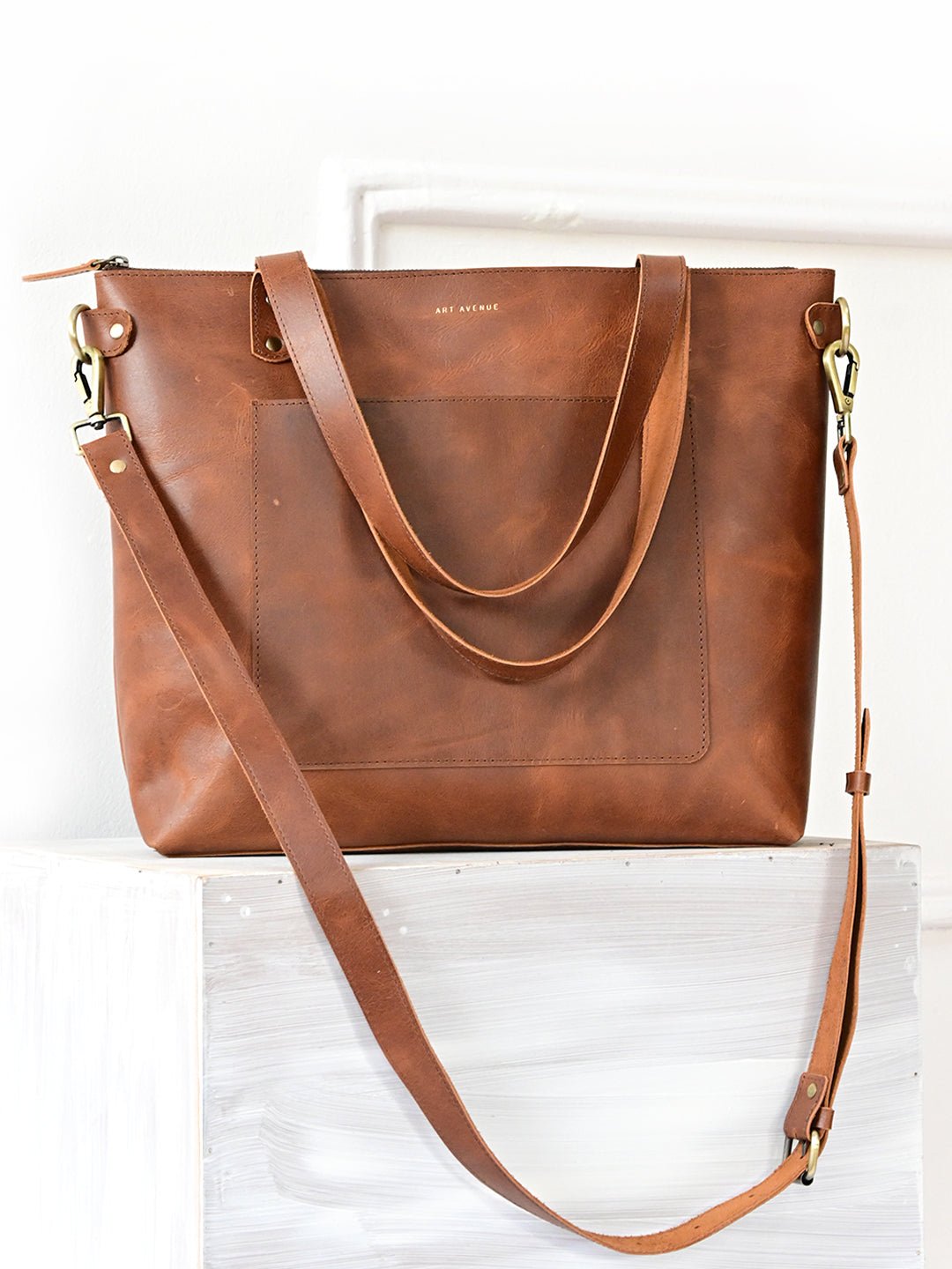 Ergot leather tote and sling bag, second view — Art Avenue
