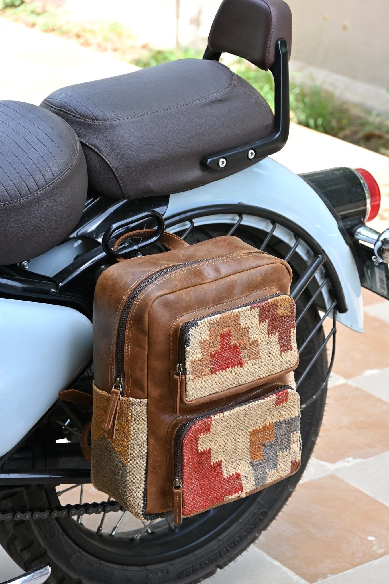 Sabre kilim backpack lifestyle — Art Avenue