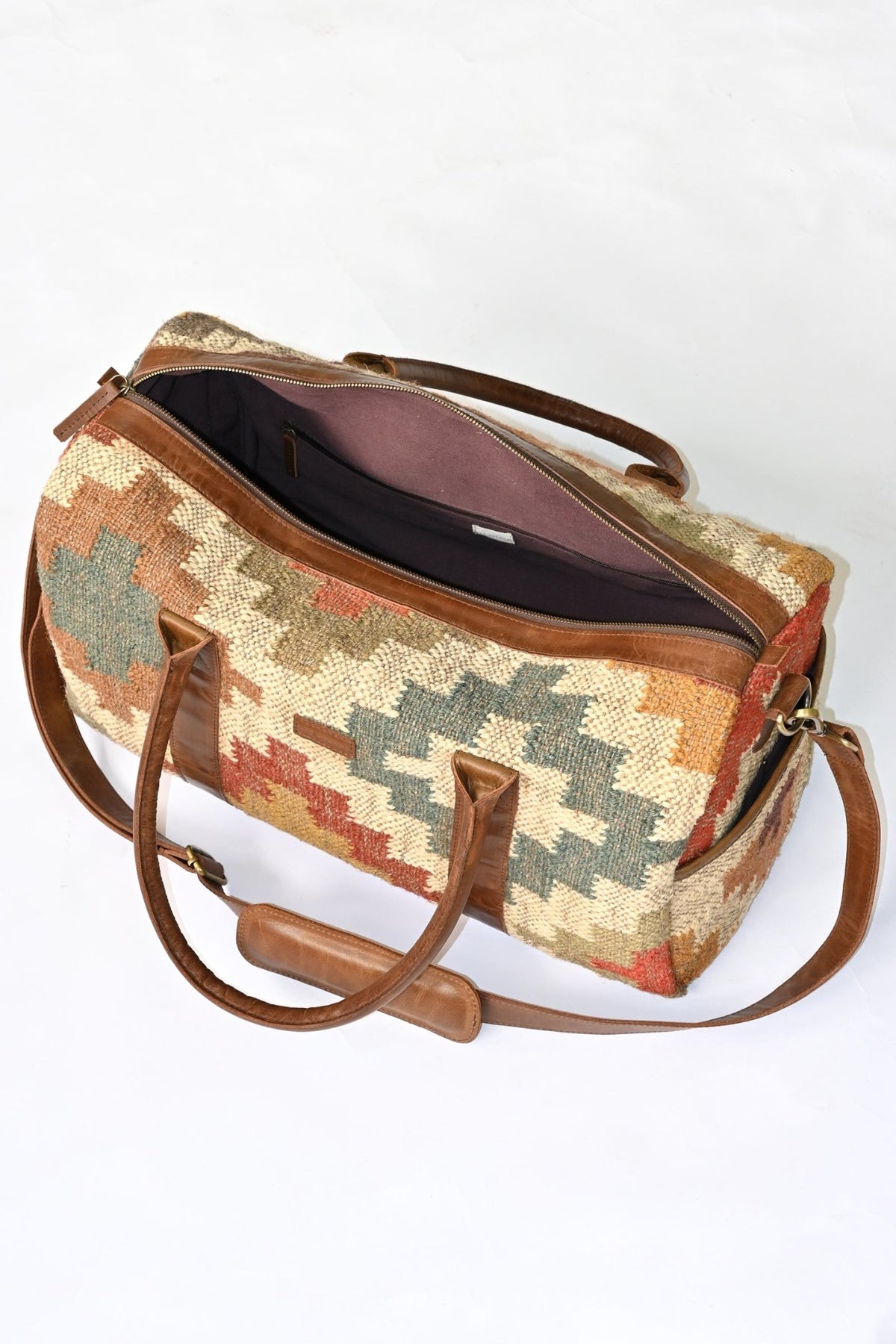 Begonia duffle bag kilim textile detail — Art Avenue