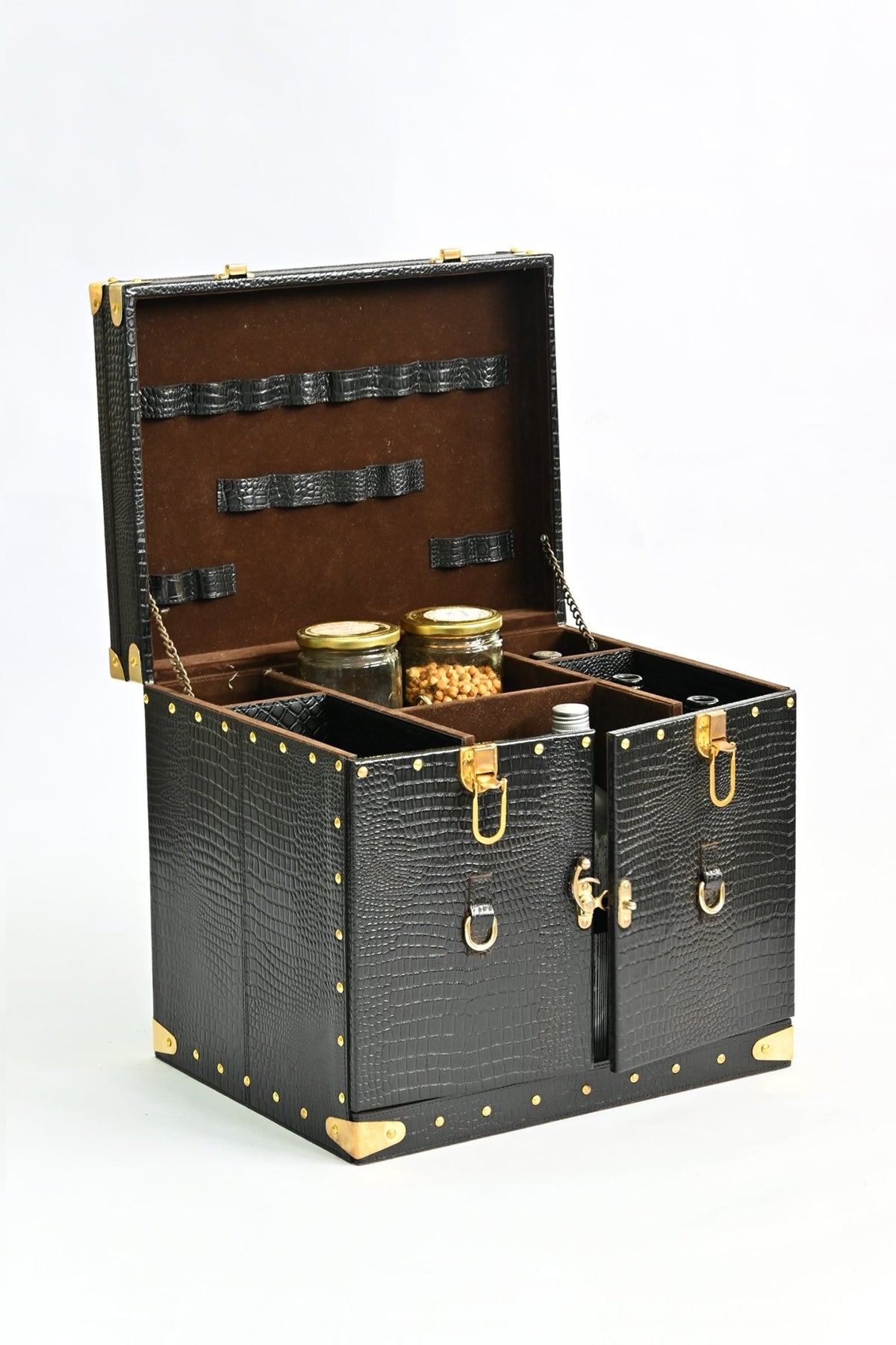 MILANO PORTABLE LEATHER BAR CABINET - ART AVENUE