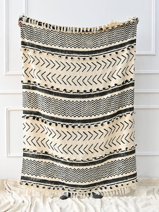CHEVRON STRIPES - BLOCK PRINTED THROW - ART AVENUE
