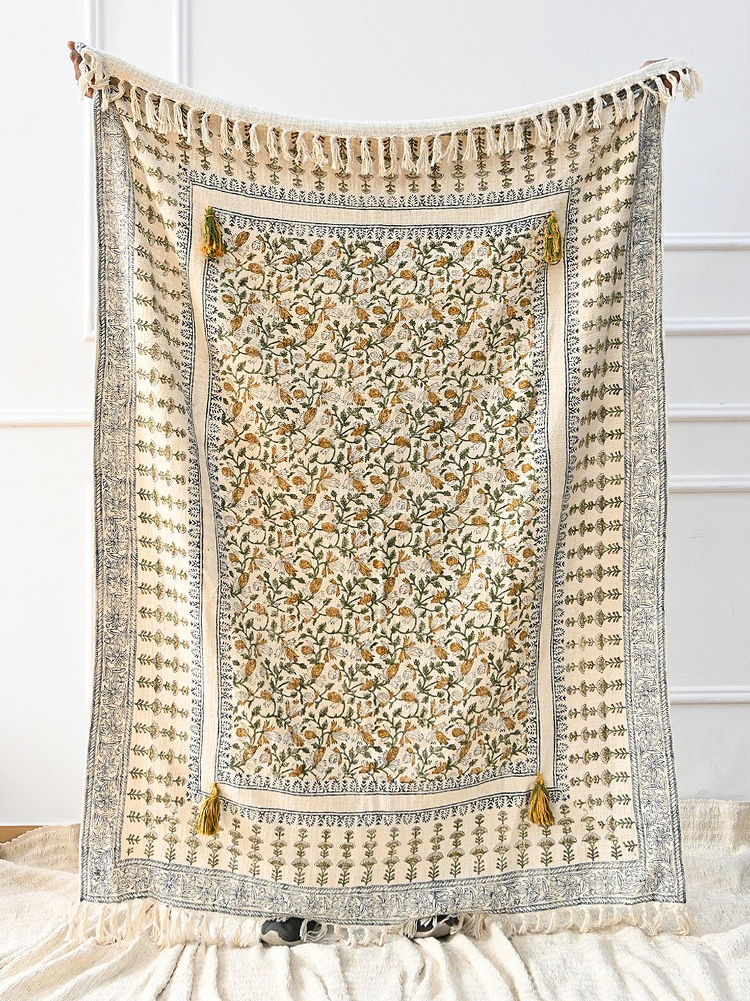 CHARTREUSE - BLOCK PRINTED THROW - ART AVENUE