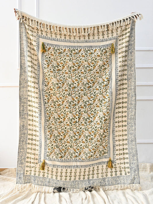 CHARTREUSE - BLOCK PRINTED THROW - ART AVENUE