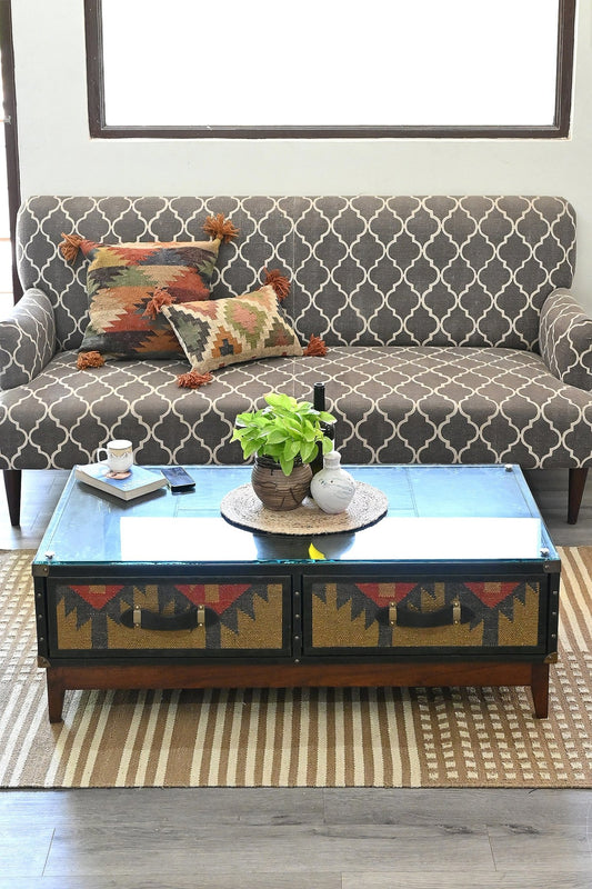 Kilim & Leather Coffee Table — Art Avenue