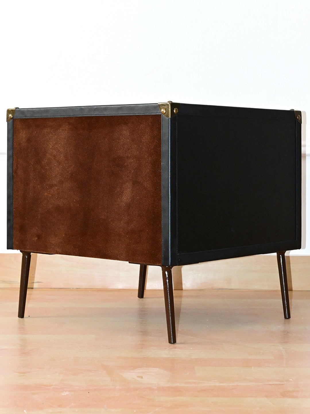 Handcrafted leather side table with drawers — Art Avenue