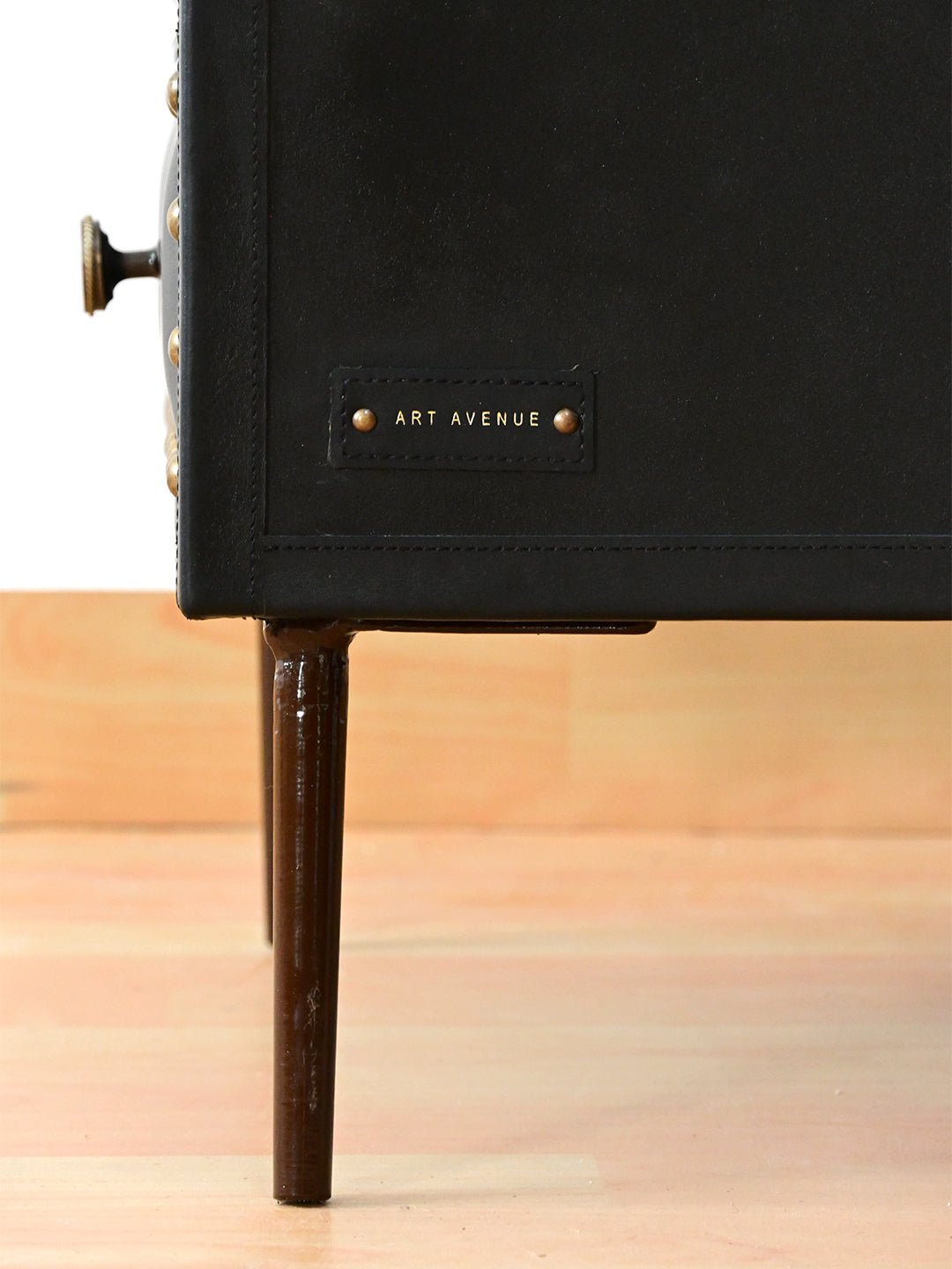 BALTIMORE - TWO DRAWER LEATHER SIDE TABLE - ART AVENUE