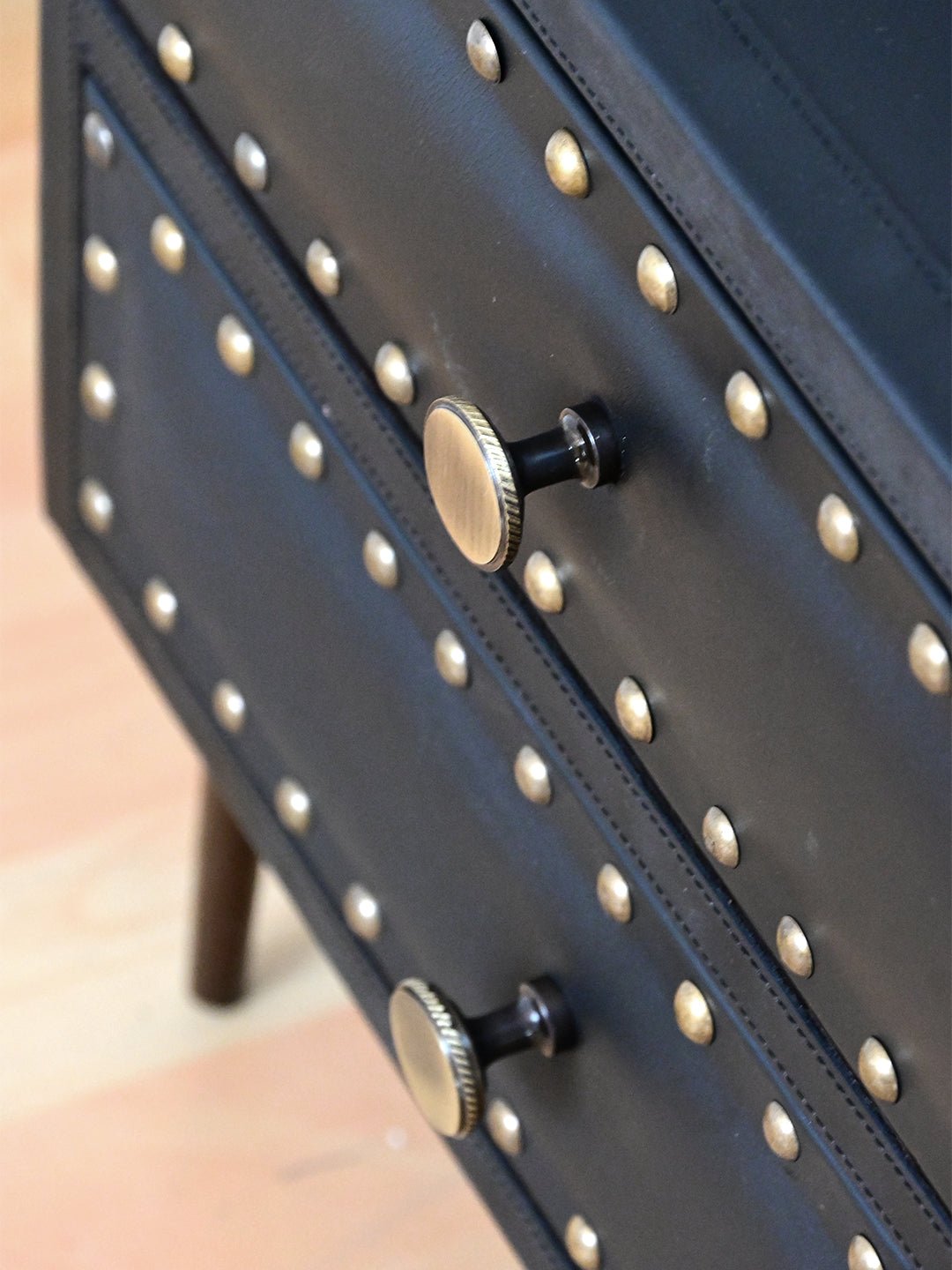 BALTIMORE - TWO DRAWER LEATHER SIDE TABLE - ART AVENUE